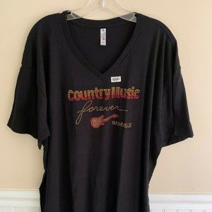 T-Shirt 2XL Nashville Country Music Forever Short Sleeve Black